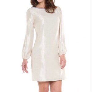SAIL TO SABLE metallic gold textured silk shift dress